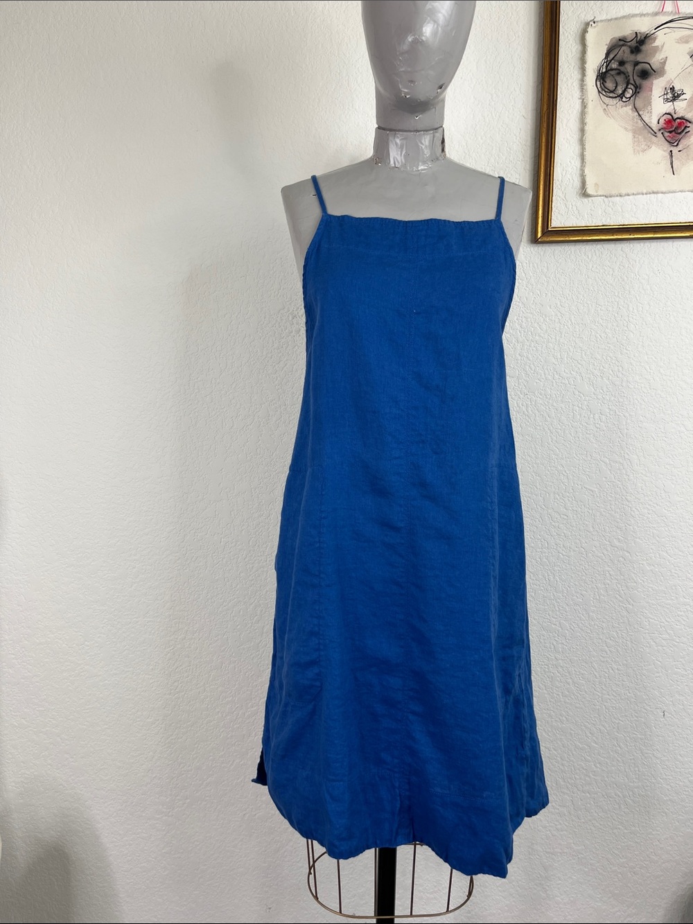 Everlane he Linen Apron Dress Cobalt Blue